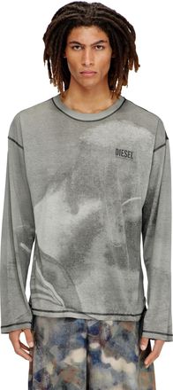 Diesel Long-sleeve T-shirt with trompe loeil print - T-Shirts - Man - Grey