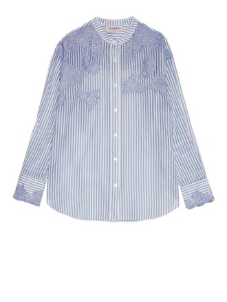 Ermanno Scervino Long-Sleeved Striped Shirt With Lace Detail