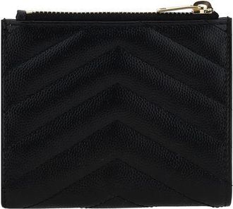 Saint Laurent Womens Black Calf Leather Bos Taurus Wallet