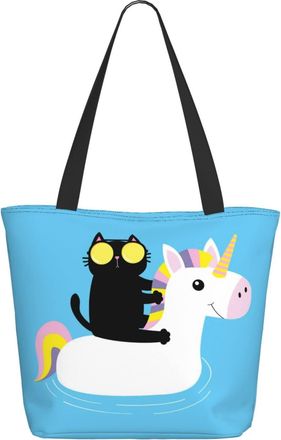 AOOEDM Pool Time Cat And Unicorns Ladies Shopping Bag 13x11x7in.The Perfect ValentineS Day Gift.It Is The Best ValentineS Day Gift For Mom, Daughter, Wife,Et