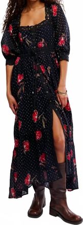 Free People Morning Meadows Long Sleeve Maxi Dress In Red Pop