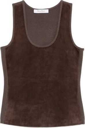 Max Mara Suede-panelled Scoop-neck Top
