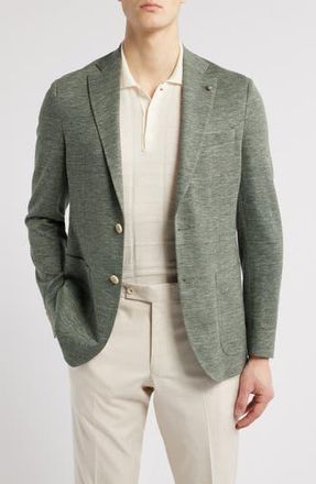 Jack Victor Hartford Green M&eacute;lange Knit Linen & Wool Blend Sport Coat in Sage at Nordstrom Rack, Size 38 Regular