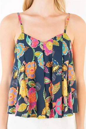 THML Clothing Floral Pattern Tank Top In Blue