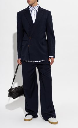 Vivienne Westwood Wool Pleated Trousers, Mens, Navy Blue