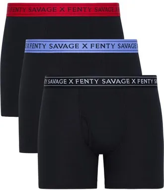 Savage x Fenty Savage Classics 3-Pack Boxer Briefs in Black Caviar/red/lake at Nordstrom, Size Xxx-Large