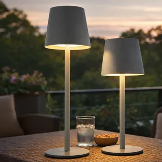 Globo Lighting Luce Da Esterno Lampada Da Tavolo Ricaricabile Touch Dimmer Bottle Top Cct, Grigio, Usb-c, Led 3w 200lm Bianco Caldo-freddo, Dxh 11,5x36 Cm, Set Di 2
