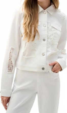 Joseph Ribkoff Lace Embroidered Denim Jacket In White
