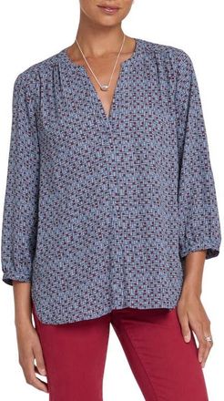 NYDJ Pintuck Top in Gillian Geo at Nordstrom, Size Xx-Small