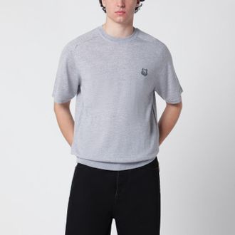 Maison Kitsun&eacute; Grey m&eacute;lange Fox Head wool sweater