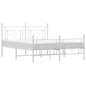 Berkfield Home Metal Bed Frame without Mattress with Footboard White 150x200cm | Size: 150x200 cm
