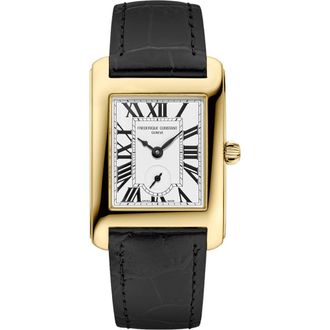 Frederique Constant Classics Carr&eacute;e Small Seconds Leather Strap Watch, 36mm x 25.2mm in Black at Nordstrom