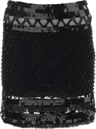 Alberta Ferretti Versierde Mesh Mini Rok - Dames - Korte rokken - Zwart - S - Rokken