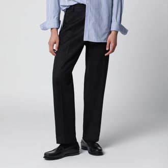 Santaniello Black cotton and linen trousers