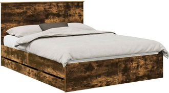 vidaXL Estructura De Cama Roble Ahumado 150 X 200 Cm Madera Ingenieril Vidaxl