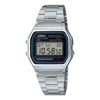 Casio Vintage Water Resistant Stainless Steel Band LED Light Silver A-158WA-1