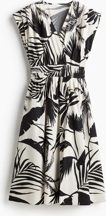 H&M Baumwollkleid mit gesmokter Taille - Schwarz