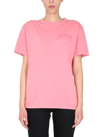 Autry Pink Logo Crew Neck T-Shirt