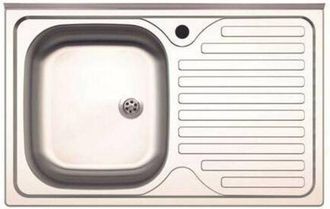 OEM Lavello Appoggio Inox 1 Vasca Sx + Gocciolatoio Dx 80 Cm