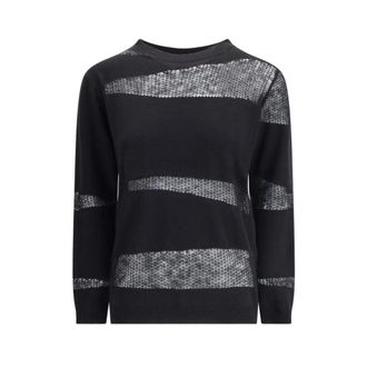 Fabiana Filippi Fleece Wool Cashmere Sweater - Dames - Ronde hals truien - Zwart - 2XS - Wol - Truien & Vesten