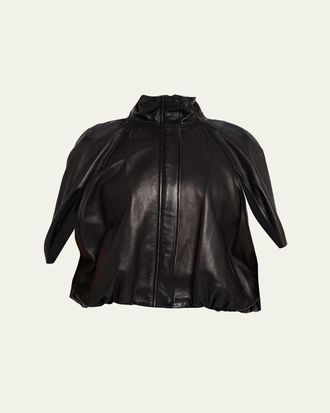 SIMKHAI Jada Nappa Leather Cape Jacket