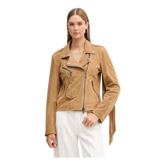 Vicolo Chaqueta Biker con Flecos - Jackets - Mujer - Marr&oacute;n - XL