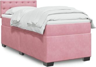 vidaXL Cama Box Spring Con Colch&oacute;n Terciopelo Rosa 90x190 Cm Vidaxl