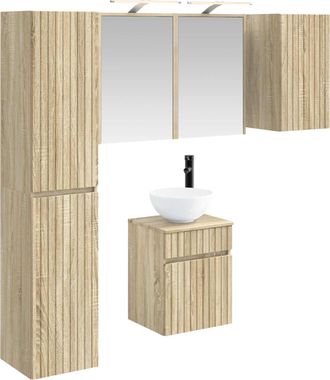 vidaXL Juego De Muebles De Ba&ntilde;o 5 Uds. Roble Sonoma Vidaxl