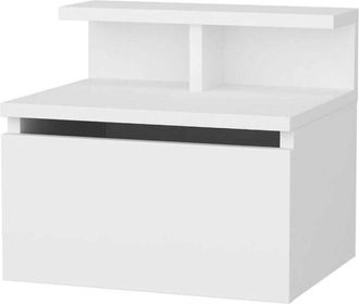 Dmora Dmora - Mesa De Noche Dpezzol, C&oacute;moda Baja, Mesilla De Noche, Estante De La Cama, 40x32h35 Cm, Blanco