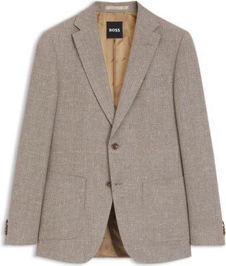 BOSS Slim-fit blazer in a patterned virgin wool blend