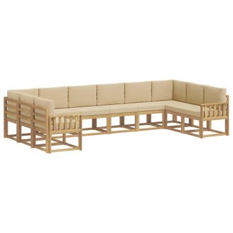 vidaXL Conjunto De Sof&aacute;s De Exterior Con Coj&iacute;n 10 Pcs Y Beige Vidaxl