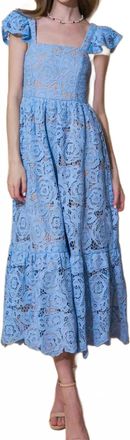 Flying Tomato Tuscany Lace Midi Dress In Baby Blue