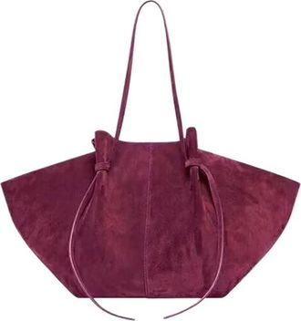 Generic Women Shoulder Bag Suede Frosted Top Layer Minimalist Design Versatile Fashionable Wing Carrying Large Capacity(Burgundy)