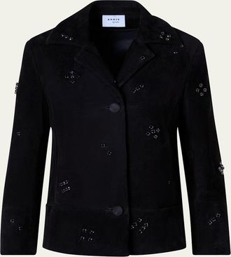 Akris Crystal Goat Suede Single-Breasted Jacket