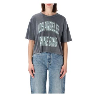 Anine Bing T-Shirts, female, Gray, Size: XS Johnny Cropped Tee