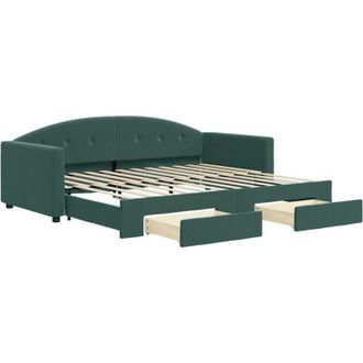 vidaXL Vidaxl - Sof&aacute; Cama Nido Con Cajones Terciopelo Verde Oscuro 90x200 Cm