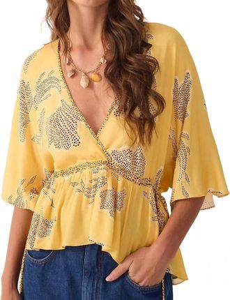 Dress To Laguna V Neck Drawstring Blouse In Yellow