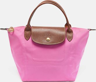 Longchamp Pink/brown Nylon Mini Le Pliage Tote