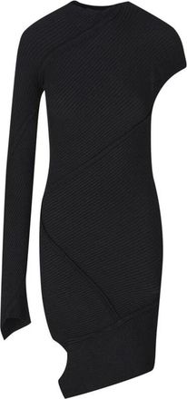 Balenciaga Spiral Mini Jurk Hoge Hals Geribbeld - Dames - Korte kleedjes - Zwart - S - Kleedjes