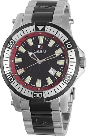 Calibre Hawk Date Black and Red Dial Stainless Steel Mens Watch SC-5H1-04-007-4