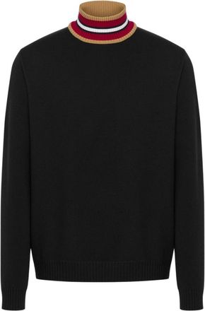 Moschino Zwart/Kameel Coltrui Sweater - Heren - Coltruien - Zwart - S - Wol - Truien & Vesten