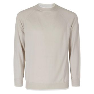 Eleventy Maglione Girocollo Doppio Colletto - - Knitwear - Uomo - Beige - XL