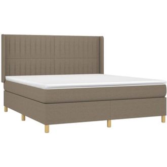 vidaXL Vidaxl - Cama Box Spring Colch&oacute;n Y Luces Led Tela Gris Taupe 160x200 Cm