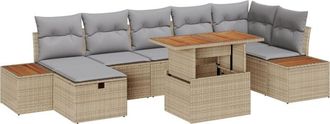 vidaXL Garden Sofa Set with Cushion 8 pcs Beige Poly Rattan vidaXL