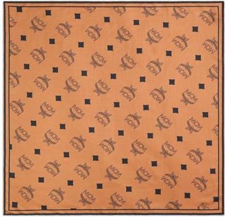 MCM Monogram Print Bandana Scarf in Cognac at Nordstrom