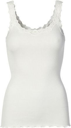 Rosemunde Spitzentop ROSEMUNDE Babette Silk Top, Damen, Gr. XL, weiss (new wei&szlig;), Feinripp, Obermaterial: 70% Seide, 30% Baumwolle, unifarben, k&ouml;rpernah h&uuml;ftbed