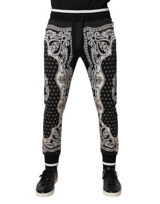Dolce & Gabbana Mens Black Cotton Bandana Jogger Sweatpants Pants And White