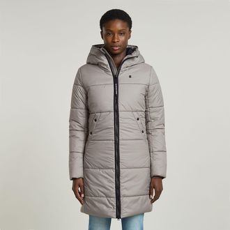 G-Star Whistler Quilted Slim Lange Jas Met Capuchon - Beige - Dames
