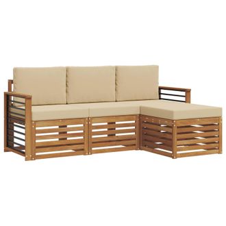 vidaXL Conjunto De Sof&aacute;s De Exterior Con Coj&iacute;n 4 Pcs Natural Y Beige Vidaxl