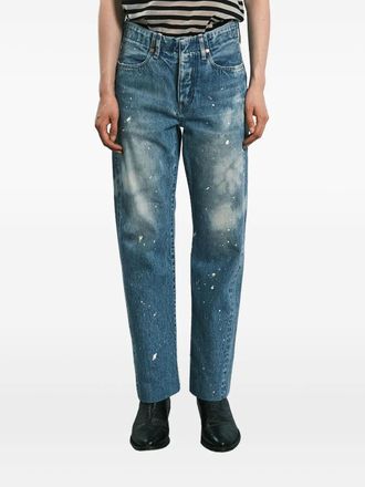 Tanaka paint-splatter five-pocket jeans - Blue